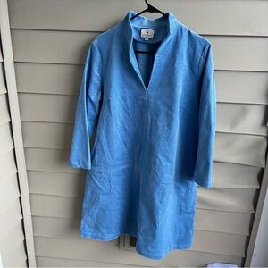 Tuckernuck Woman's Blue V Neck Corduroy Clifton A-Line Dress XL Preppy Office